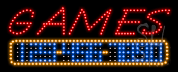 Red Games with Phone Number Animated LED Sign