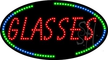 Oval Border Glasses Animated LED Sign