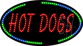 Oval Border Hot Dogs Animated LED Sign