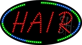 Oval Border Hair Animated LED Sign