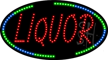 Oval Border Liquor Animated LED Sign