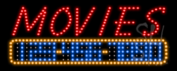 Movies with Phone Number Animated LED Sign