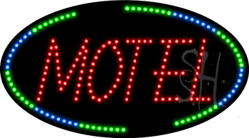 Oval Border Motel Animated LED Sign