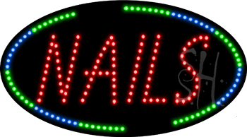 Oval Border Nails Animated LED Sign
