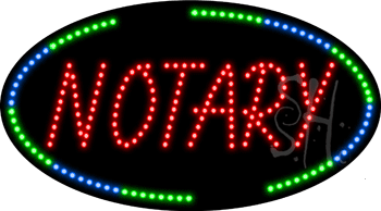 Oval Border Notary Animated LED Sign