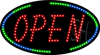 Oval Border Open Animated LED Sign