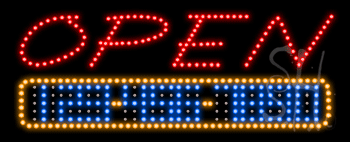 Red Open with Phone Number Animated LED Sign