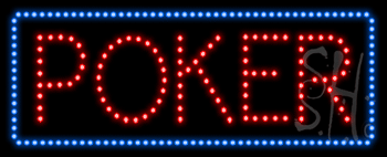 Blue Border Poker Animated LED Sign