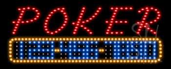 Red Poker with Phone Number Animated LED Sign