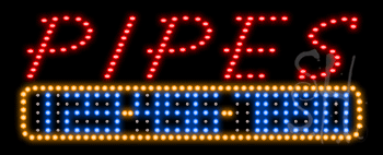Red Pipes with Phone Number Animated LED Sign