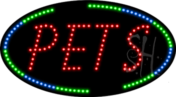 Oval Border Pets Animated LED Sign
