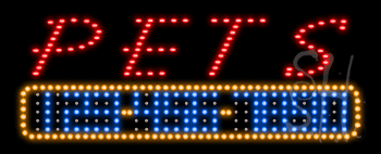Red Pets with Phone Number Animated LED Sign