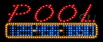 Red Pool with Phone Number Animated LED Sign