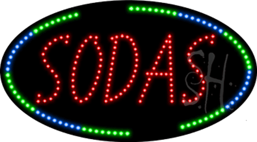 Oval Border Sodas Animated LED Sign