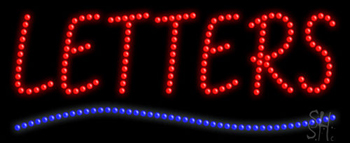 Red and Blue Custom Blue Curved Line LED Sign