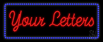 Red and Blue Custom Blue Rectangle LED Sign
