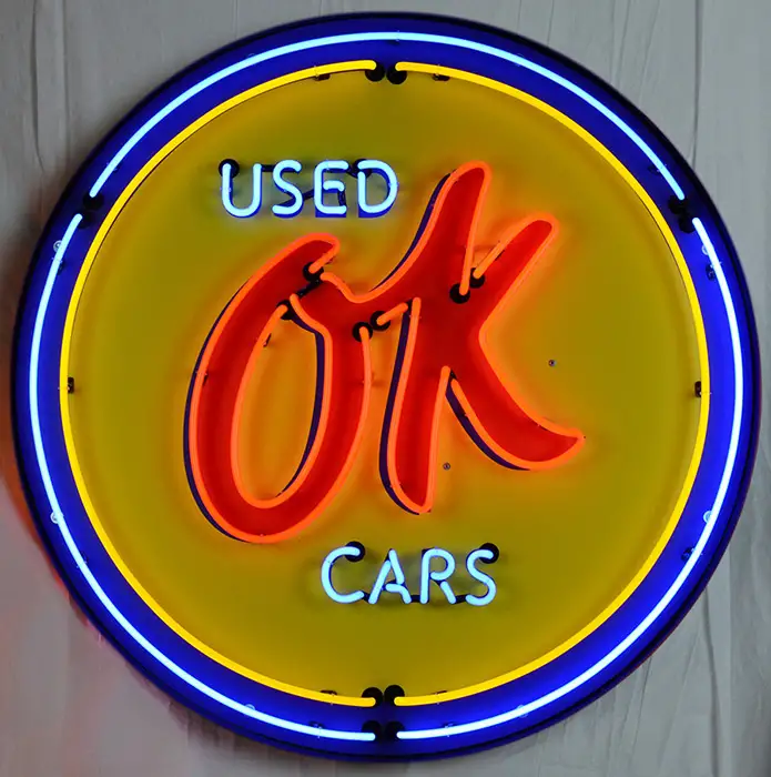 Gm Ok Used Cars 36 Inch Neon Sign in Metal Can