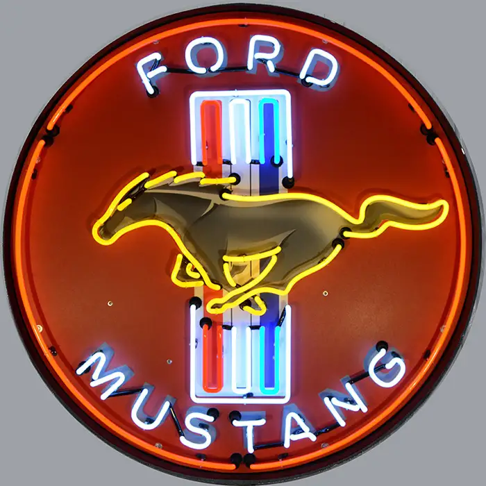 Ford Mustang Red 36 Inch Neon Sign in Metal Can