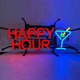 Happy Hour Premium Junior Neon Sign On Grid