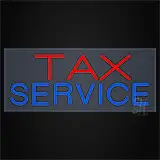 Red Blue Tax Service Clear Backing LED Neon Sign