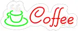 Red Cursive Coffee Logo Contoured Clear Backing Neon Sign