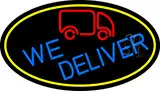 We Deliver Van Oval With Yellow Border LED Neon Sign