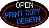 Open Print Copy Design Oval With Red Border LED Neon Sign