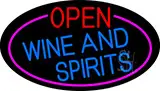 Open Wine And Spirits Oval With Pink Border LED Neon Sign