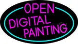 Pink Open Digital Painting Oval With Turquoise Border LED Neon Sign
