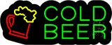 Cold Beer With Mug Logo Contoured Black Backing LED Neon Sign