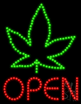 Open With Leaf Logo Animated Led Sign