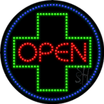 Open With Cross Logo Animated Led Sign