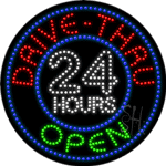 Drive Thru Open 24 Hours Animated Led Sign