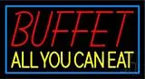 Buffet All You Can Eat with Green Border LED Neon Sign