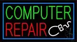 Computer Repair Blue Border LED Neon Sign