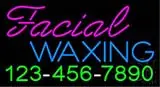 Block Facial Waxing with Phone Number LED Neon Sign