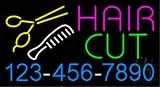 Hair Cut with Number and Scissor LED Neon Sign