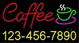 Red Coffee with Phone Number LED Neon Sign