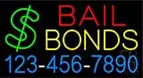 Red Bail Bonds with Phone Number LED Neon Sign
