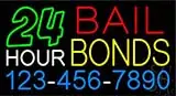 24 Hrs Bail Bonds with Phone Number LED Neon Sign