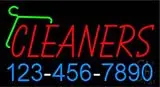 Red Cleaners Phone Number Logo LED Neon Sign
