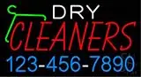 Dry Cleaners with Phone Number Logo LED Neon Sign