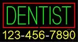 Red Dentist Blue Border with Phone Number LED Neon Sign