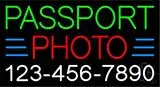 Passport Photo Blue Border with Phone Number LED Neon Sign