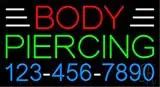 Body Piercing with Phone Number LED Neon Sign