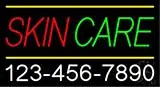 Cursive Yellow Skin Care with Phone Number LED Neon Sign
