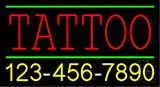 Red Tattoo Blue Border with Phone Number LED Neon Sign