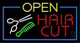 Open Hair Cut with Scissor LED Neon Sign