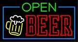 Green Open Beer Red LED Neon Sign