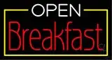 Open Breakfast with Blue Border LED Neon Sign